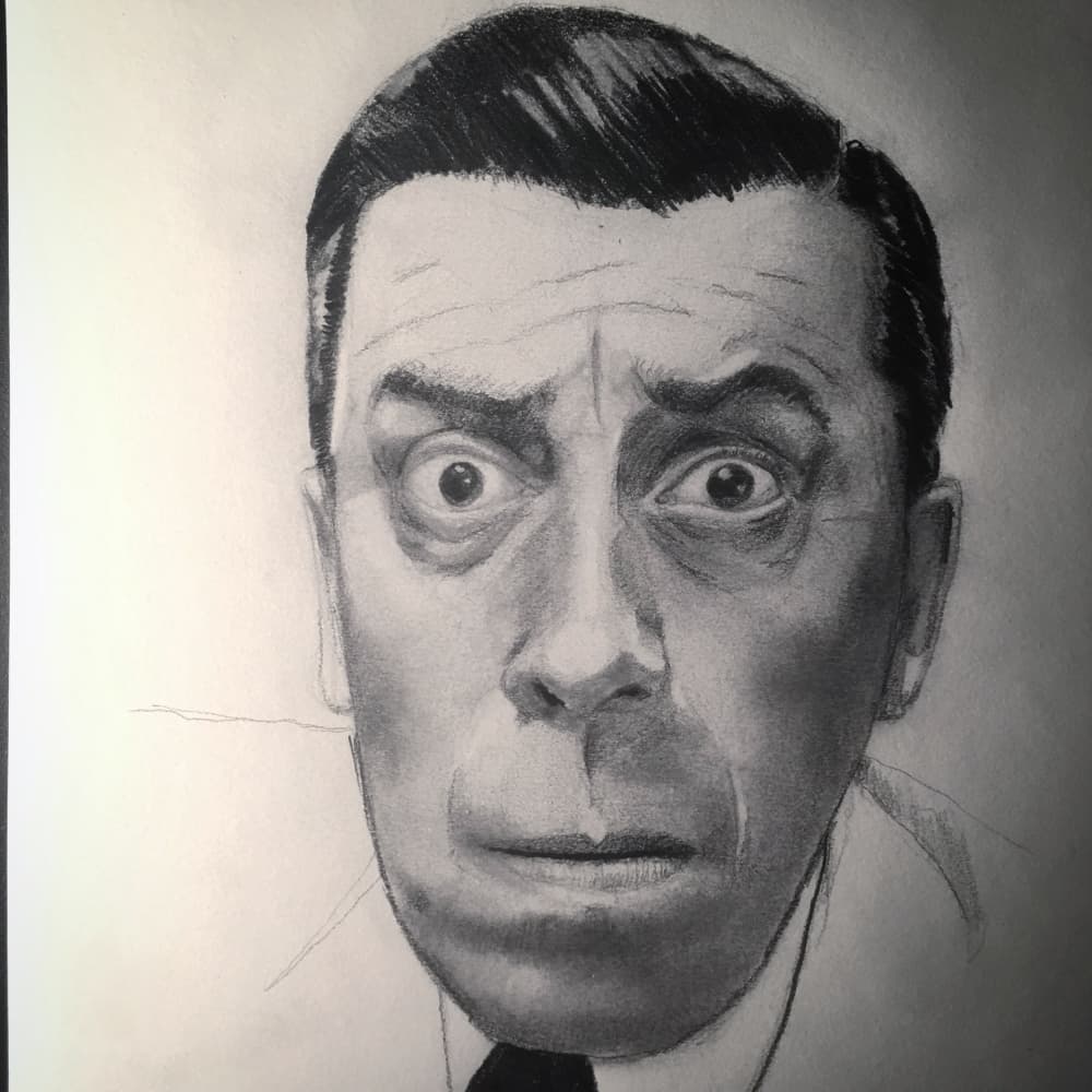 Dibujo a lápiz de escena italiana